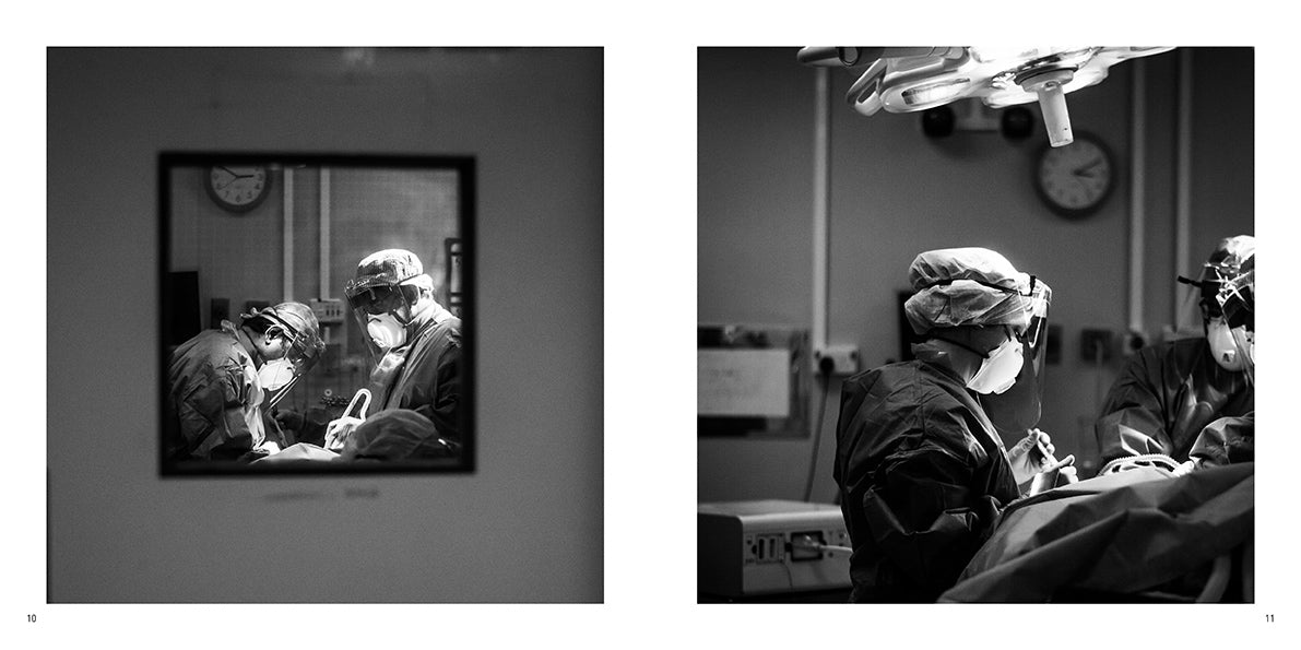 Photograph of operating room in Nevil Hall Hospital - Behind the Mask The NHS family and the fight with COVID-19 by Glenn Dene published by graffeg photography book