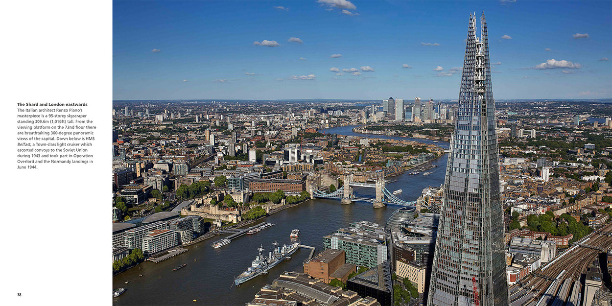 Photograph of The Shard and London Eastwards - Bird's Eye London by Paul Campbell book - aerial photography of london book