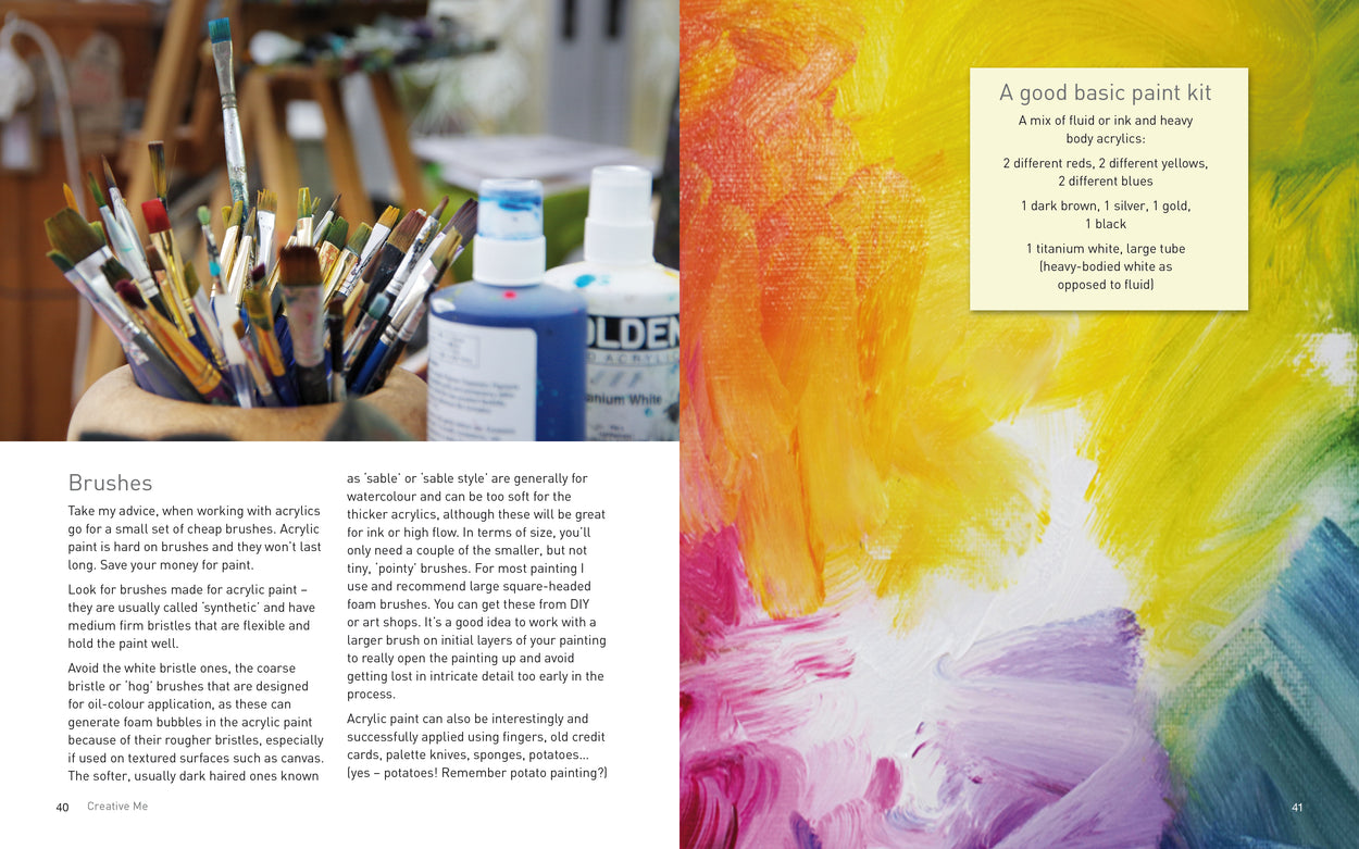 Creative Me: Keys to Creativity and A practical guide to the joy of paint by Helen Elliot  Painting kit details