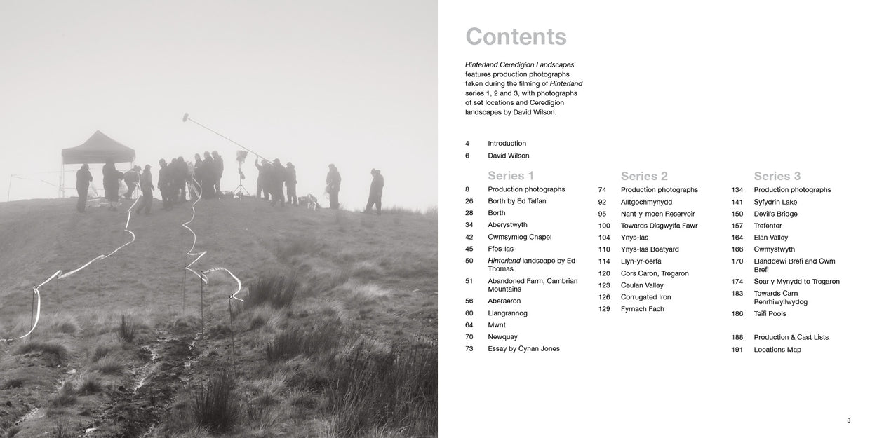 Hinterland: Ceredigion Landscapes by David Wilson, Ed talfan and Ed Thomas Hinterland book contents