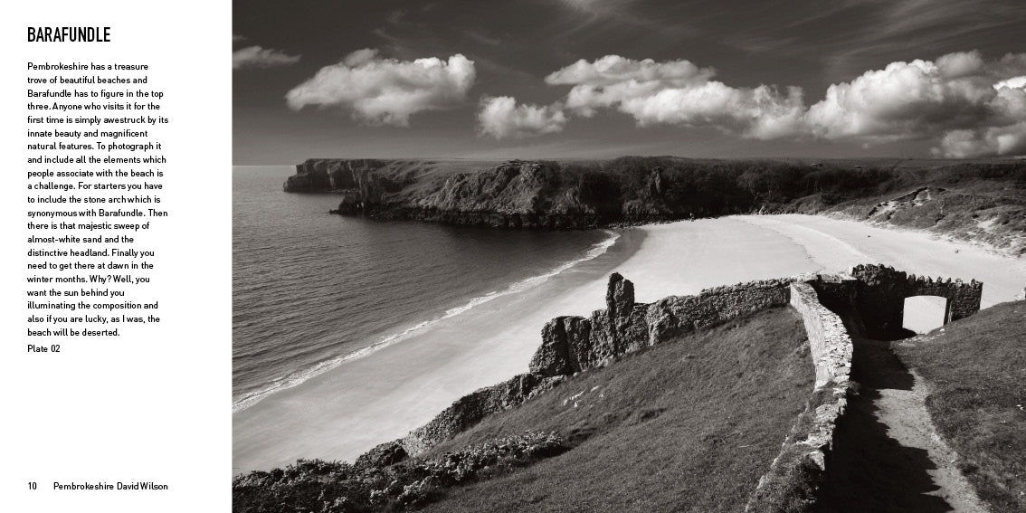 Barafundle Bay photograph - Pembrokeshire by David Wilson - black and white landscape photography wales