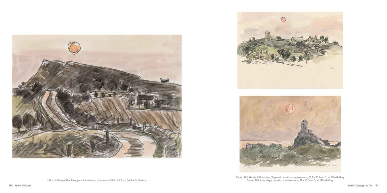 kyffin williams painting book prints postcards welsh art 'Llanfihangel Din Silwy' Oriel Mon Gallery, 'Windmill Glanrafon, Llangoed' Oriel Mon Gallery, Llanddwyn, Oriel Mon Gallery