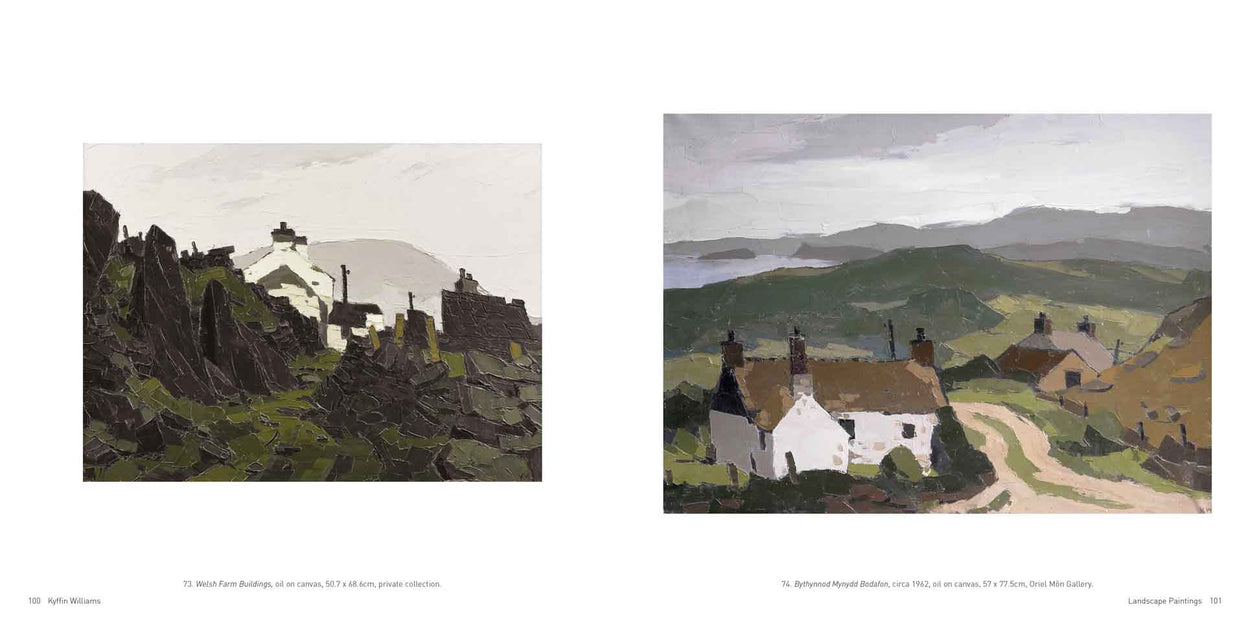 kyffin williams painting book prints postcards welsh art 'Welsh Farm Buildings' 'Bythynnod Mynydd Bodafon' circa 1962, Oriel Mon Gallery