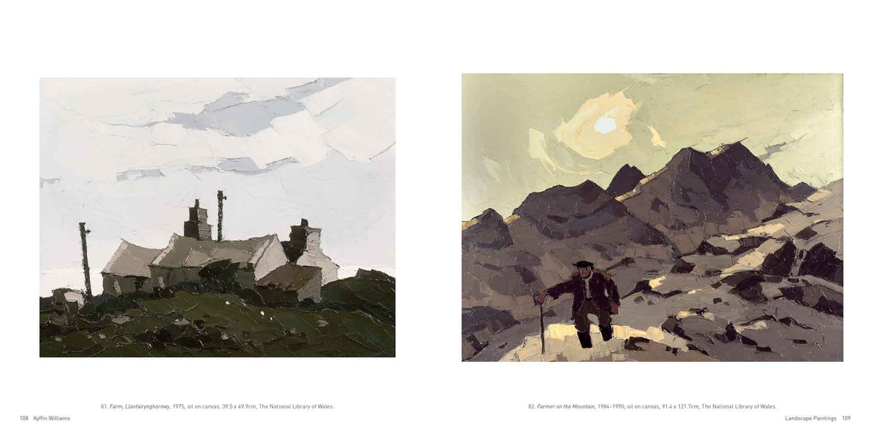 kyffin williams painting book prints postcards welsh art 'Farm, Llanfairynghornwy' 1975, The National Library of Wales and 'Farmer on the Mountain' 1984-1990, The National Library of Wales